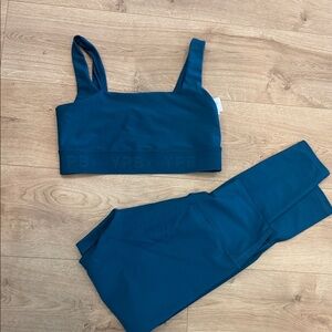 Abercrombie Active YPB Women's Teal blue Leggings and Sports Bra Top Set